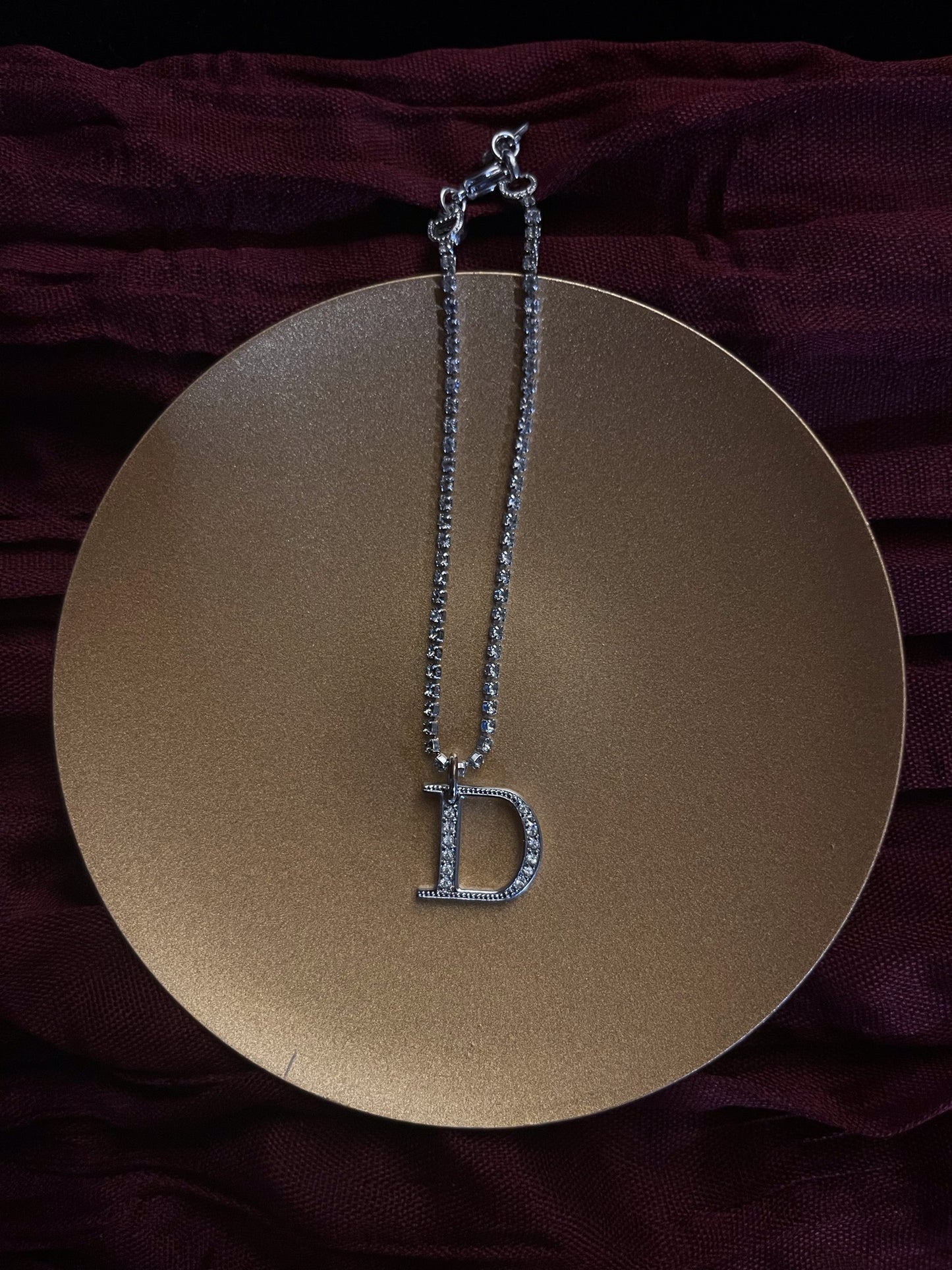 Vintage Dior Silver-Tone Pavé “D” Logo Bracelet