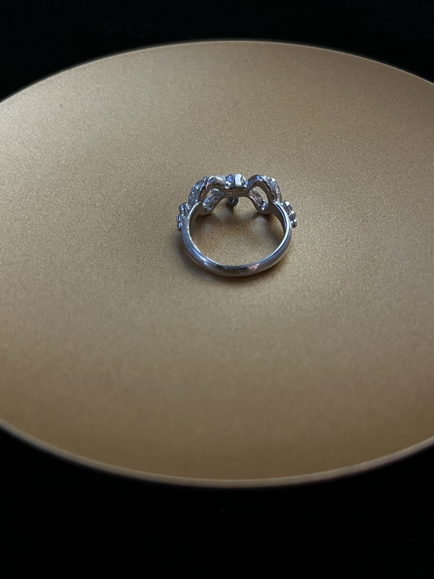 Dior 2000s Crystal Bow D-Logo Ring