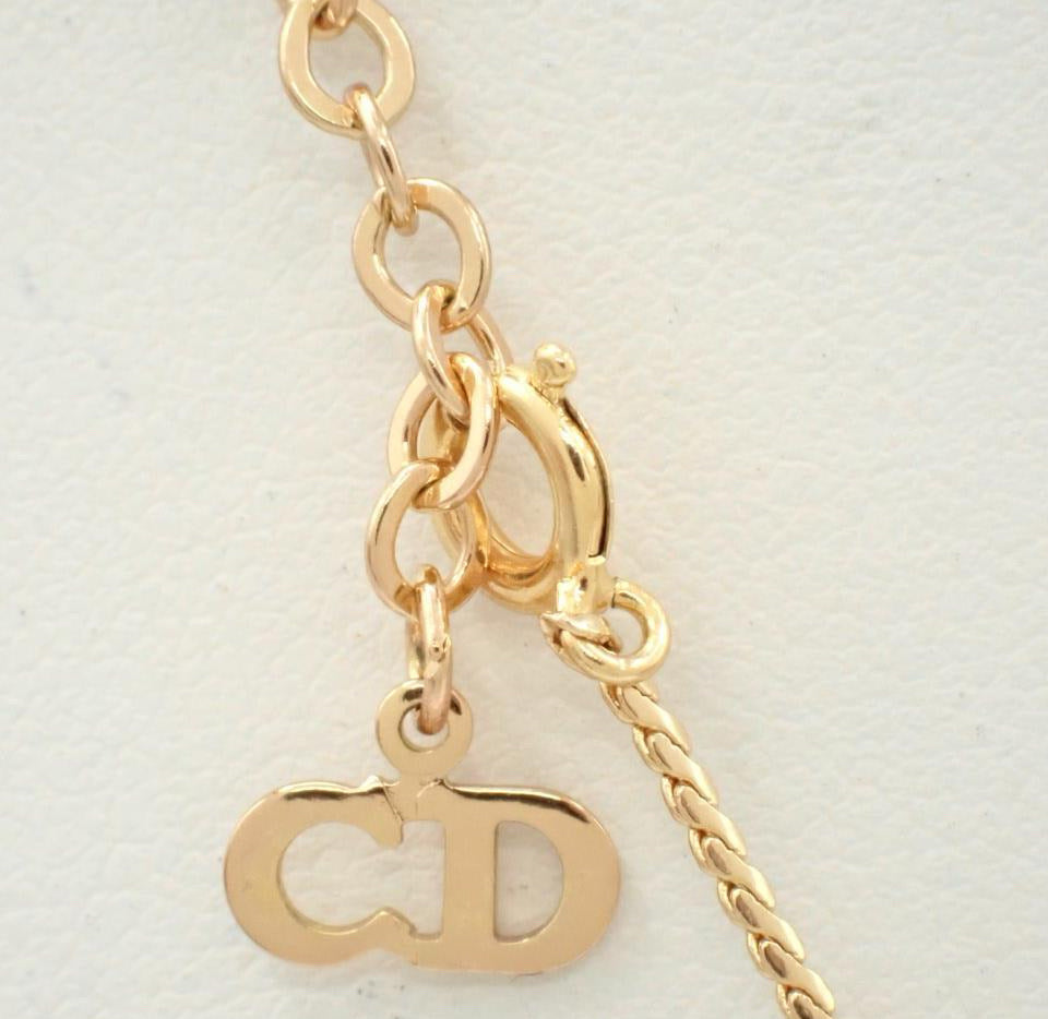 Vintage Dior Gold Single-Crystal CD Necklace