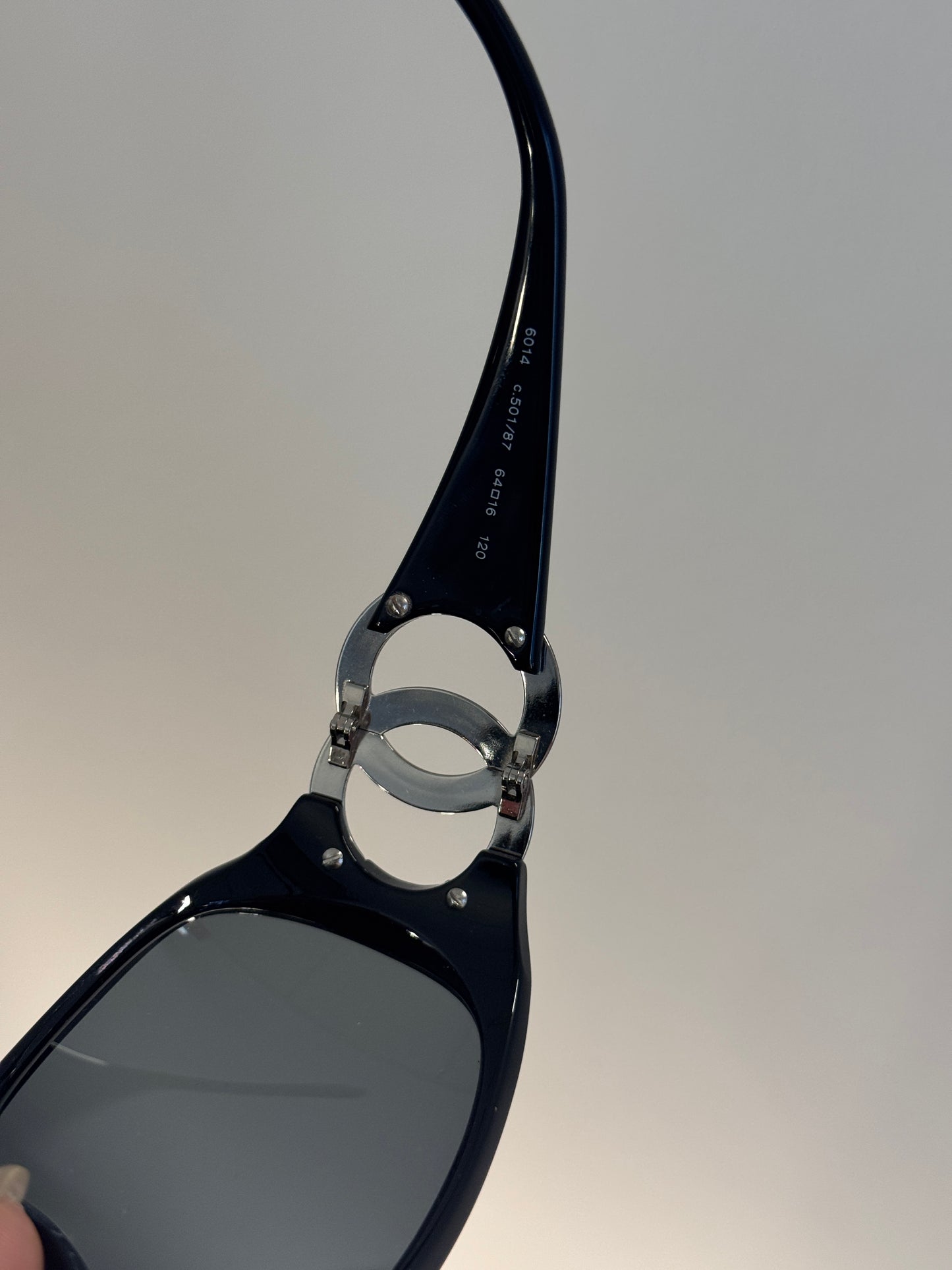 Chanel Mid-2000s "Gilded Arc" Gold Open-CC Rectangular Sunglasses