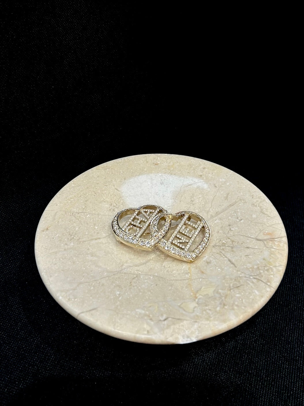 Chanel 2023 Crystal Double Heart CC Brooch