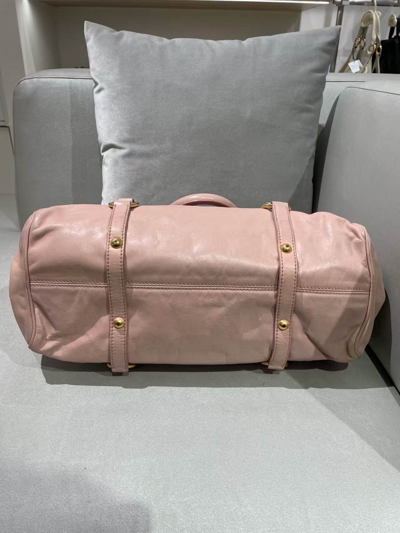 Miu Miu Vitello Lux Bow Satchel – Pink