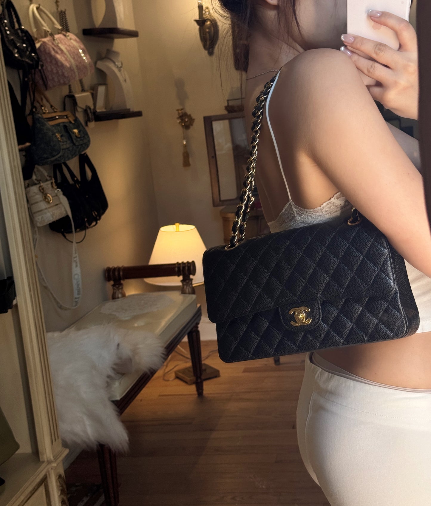 Chanel Classic Double Flap Medium Black Caviar Shoulder Bag
