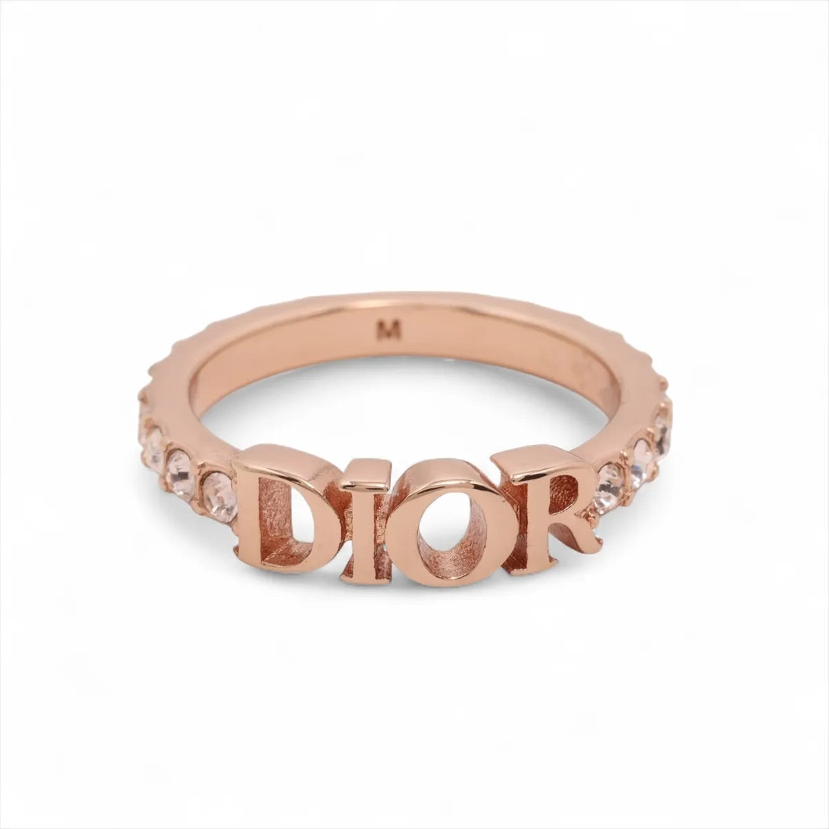 Dior Rose Gold Logo Crystal Ring
