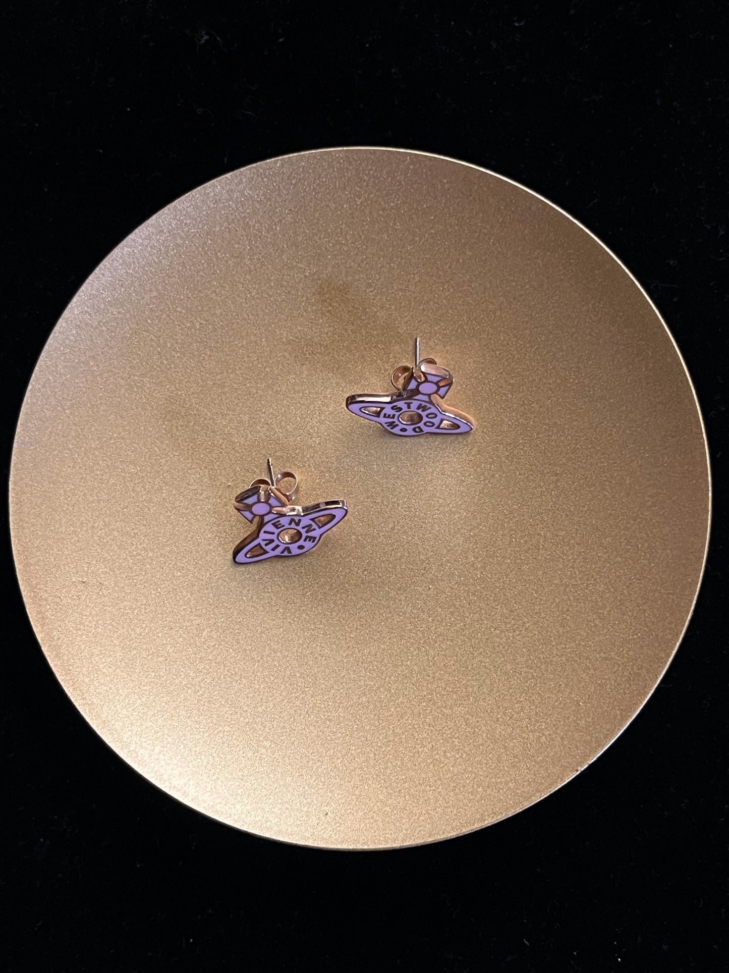 Vintage Vivienne Westwood Pink Enamel Orb Stud Earrings