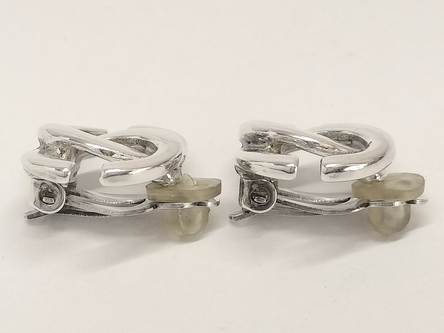 Chanel 2001 Silver-Plated Double C Clip-On Earrings