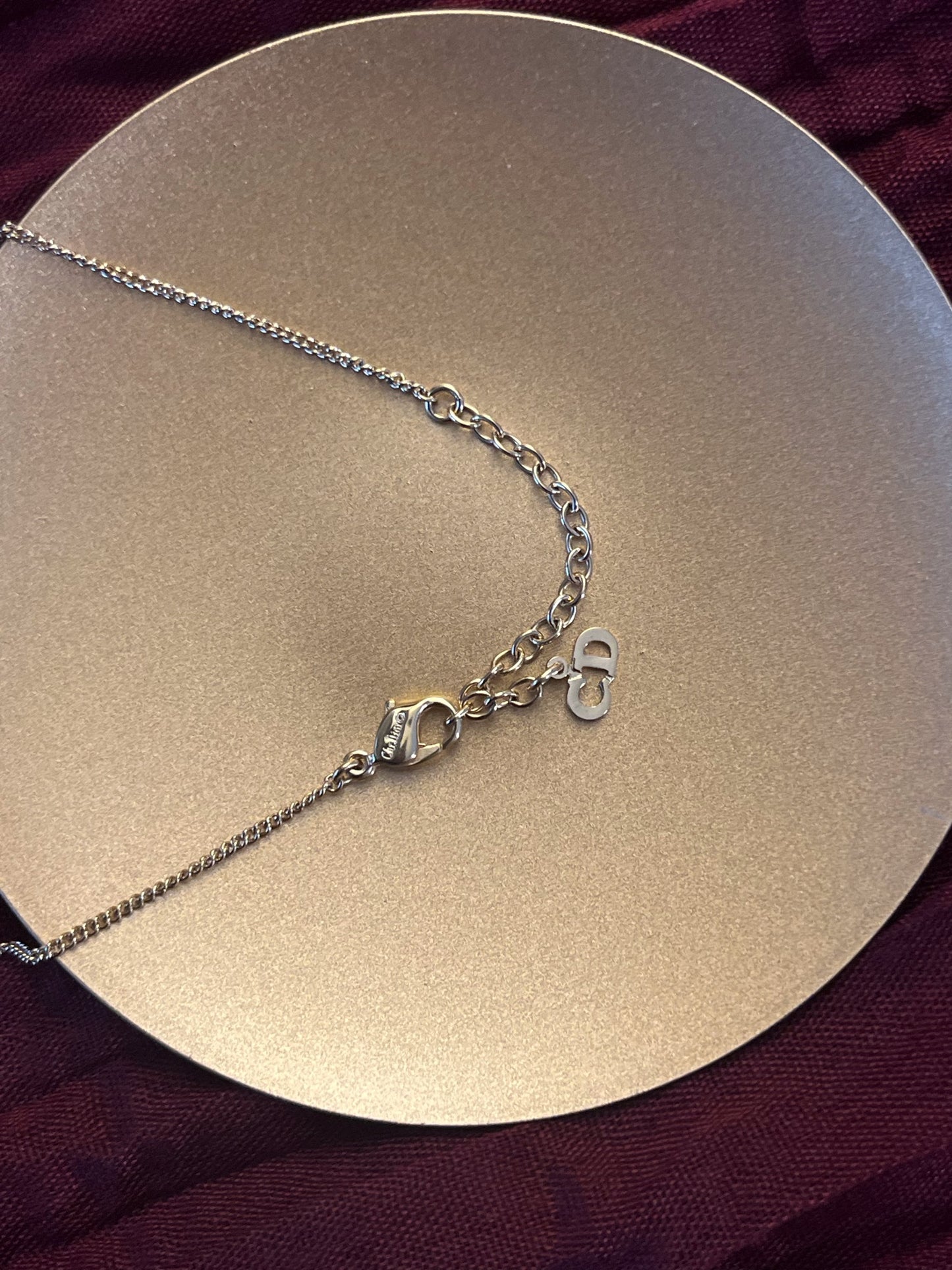 Dior Crystal Halo Logo Medallion Necklace