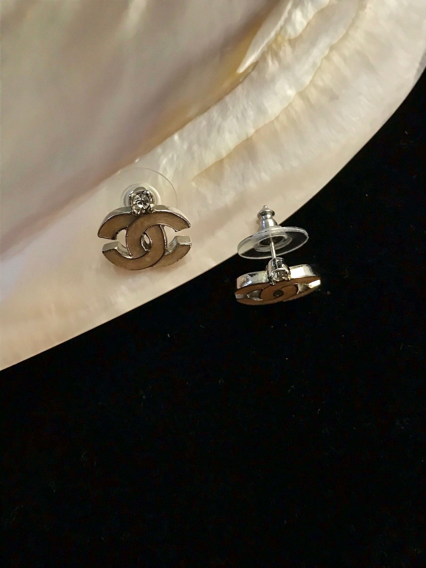 Chanel 2004 Light Orange CC Stud Earrings