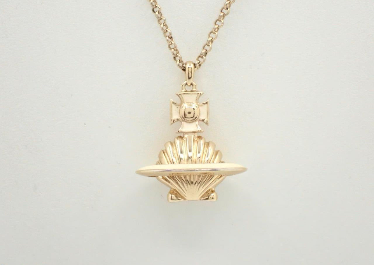 Vivienne Westwood Vintage Platinum-Tone Shell Orb Sweater Necklace