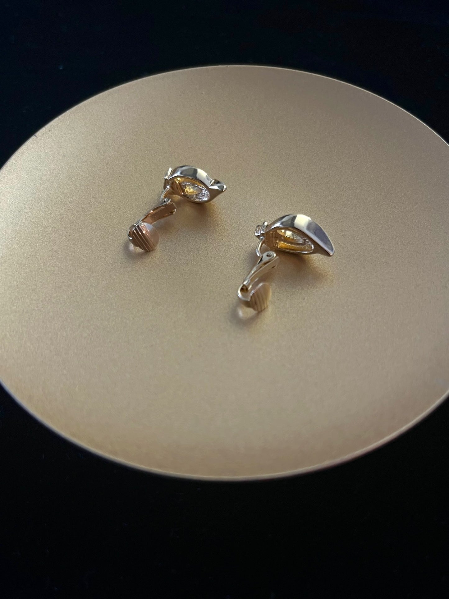 Vintage Dior Gold Leaf Crystal Double Hoop Ear Clips
