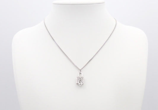 Dior Crystal Pavé Padlock Pendant Necklace