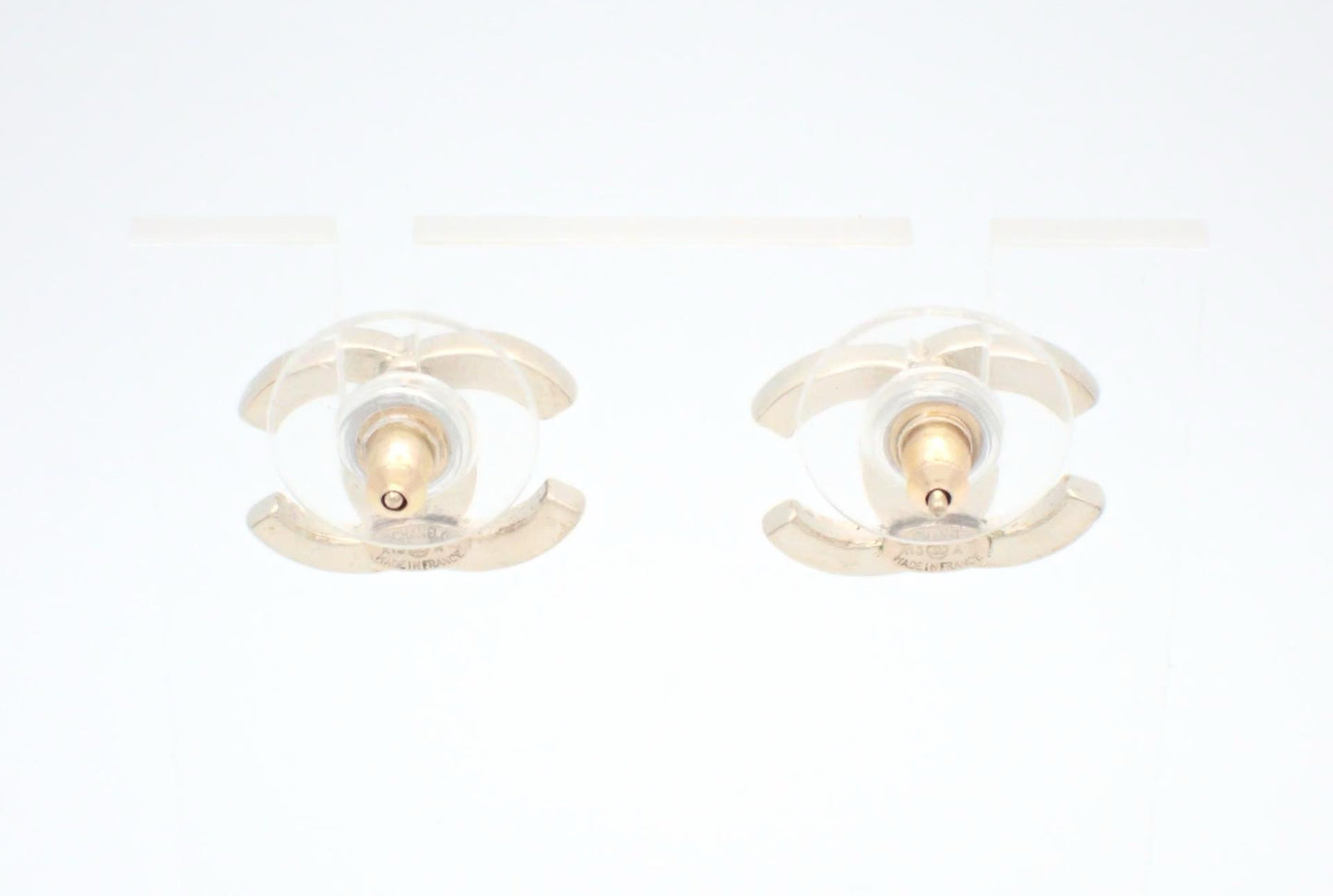 Chanel 2013 Crystal CC Logo Stud Earrings