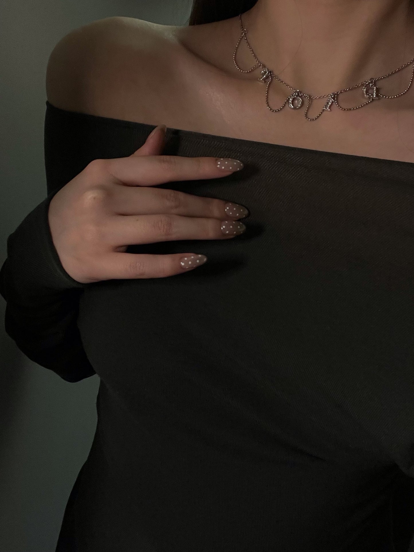 Dior Vintage Silver-Tone Crystal Letter Charm Choker