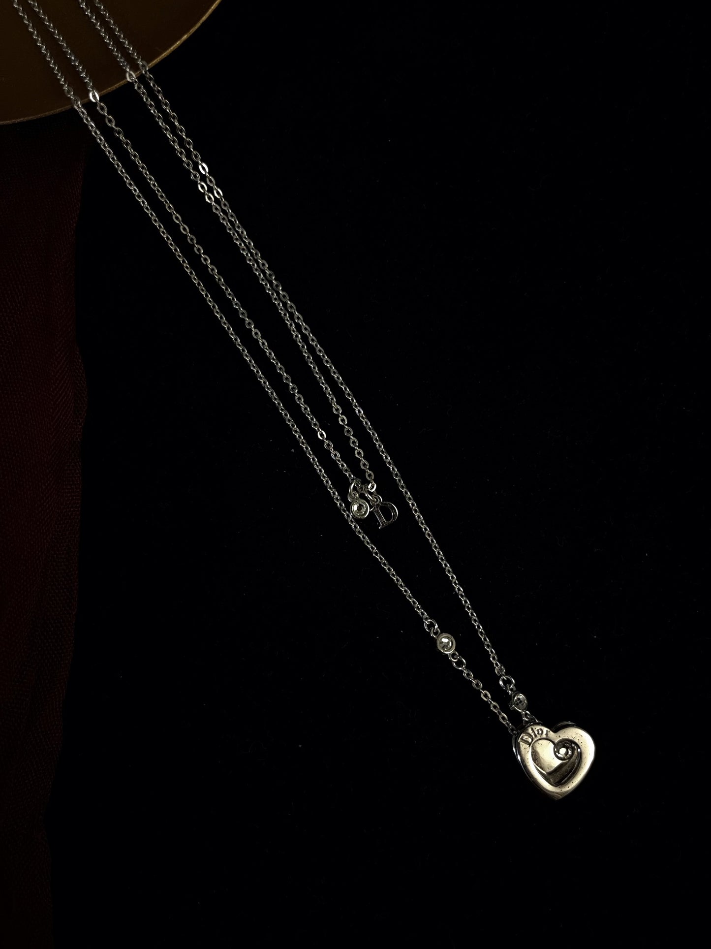 Vintage Dior Double-Layer Open Heart Necklace