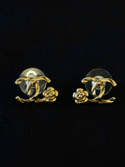 Chanel Camellia CC Stud Earrings
