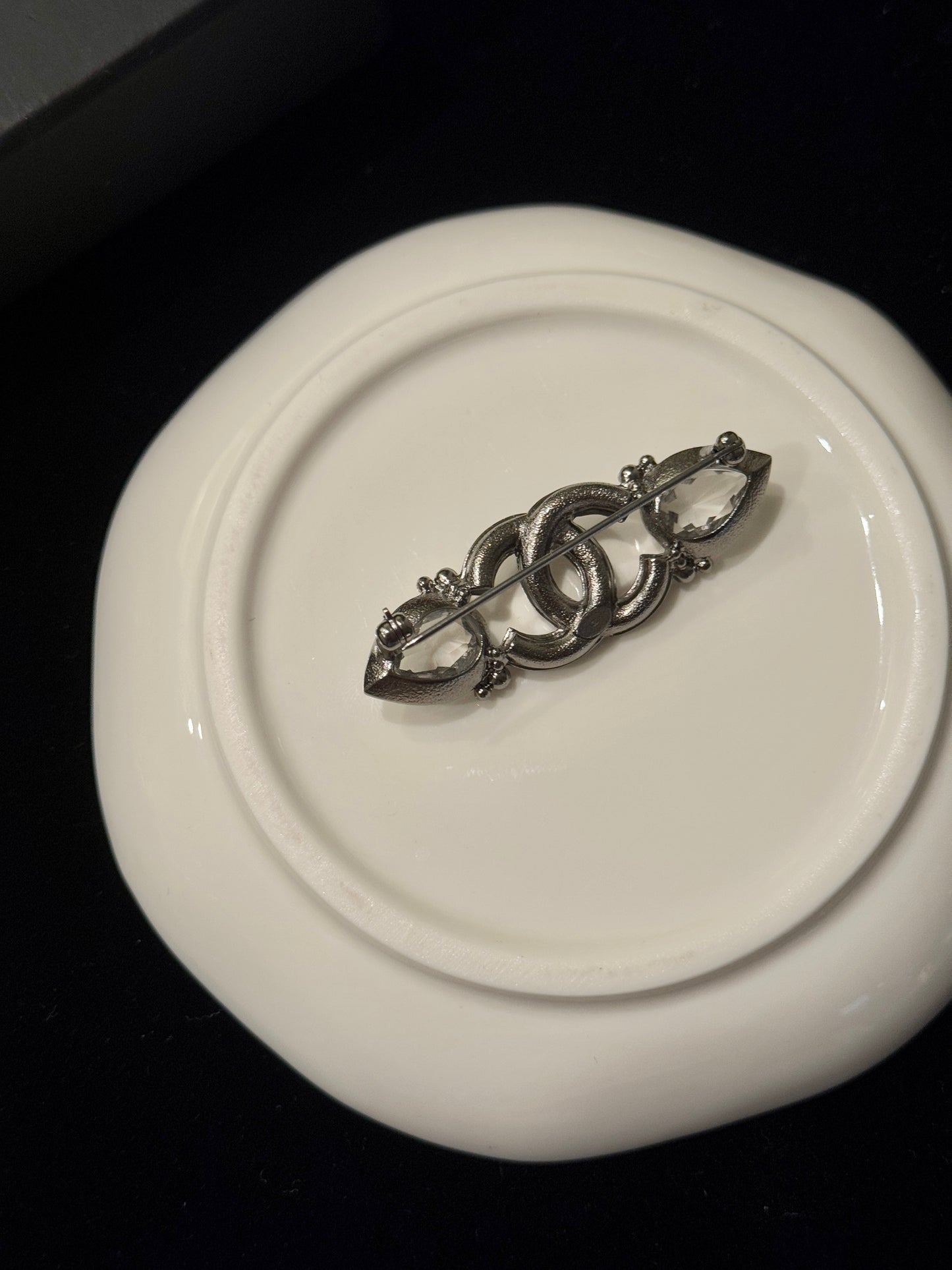 Chanel 2010s Crystal Teardrop CC Logo Brooch