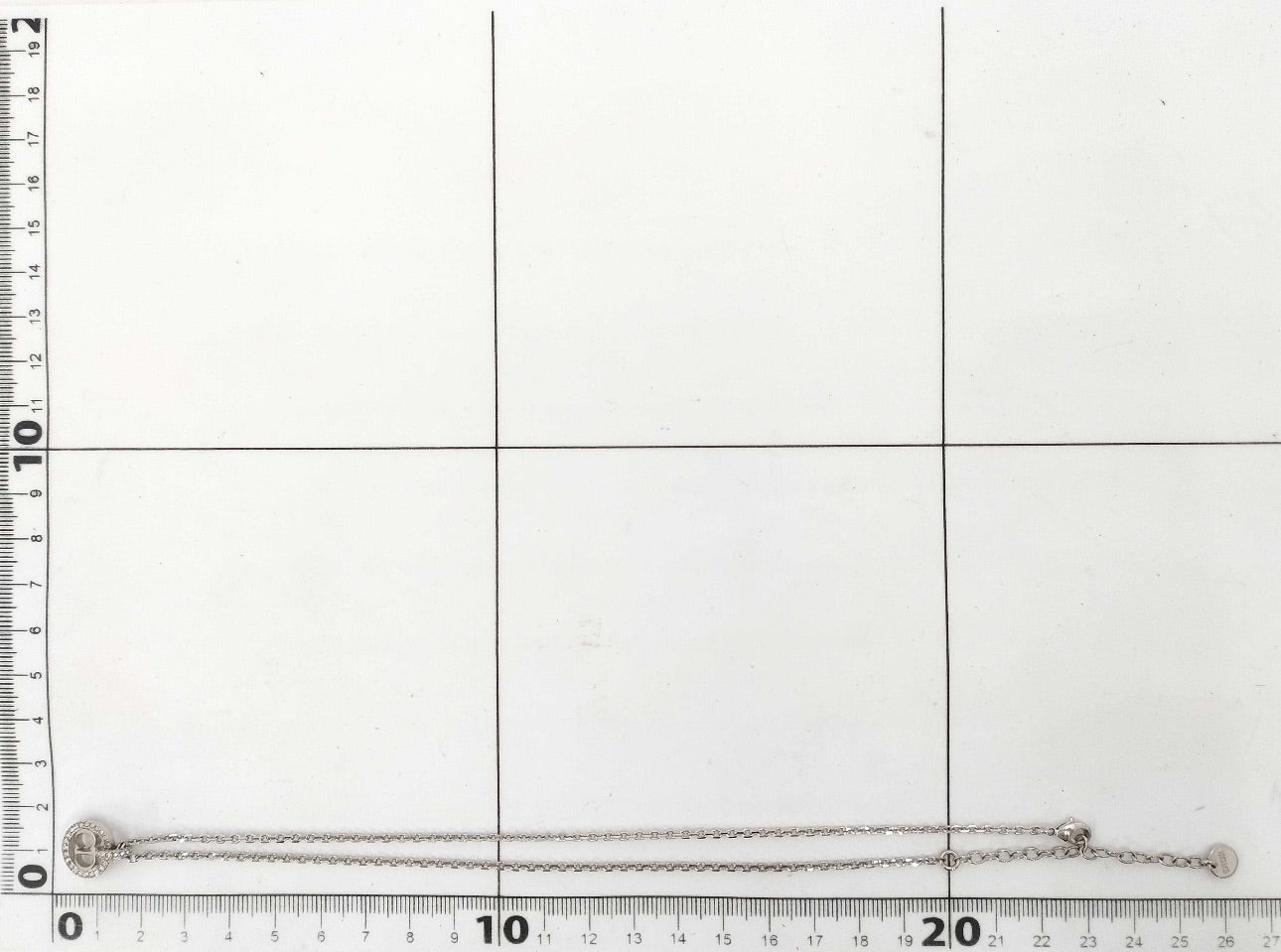 Dior Vintage Silver-Tone CD Crystal Circle Necklace