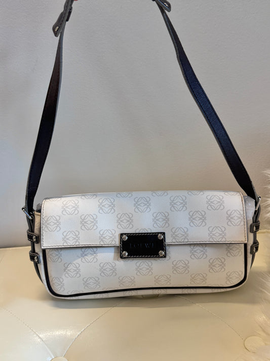 Loewe 2000s "Anagram Drift" Monogram Canvas Baguette Shoulder Bag