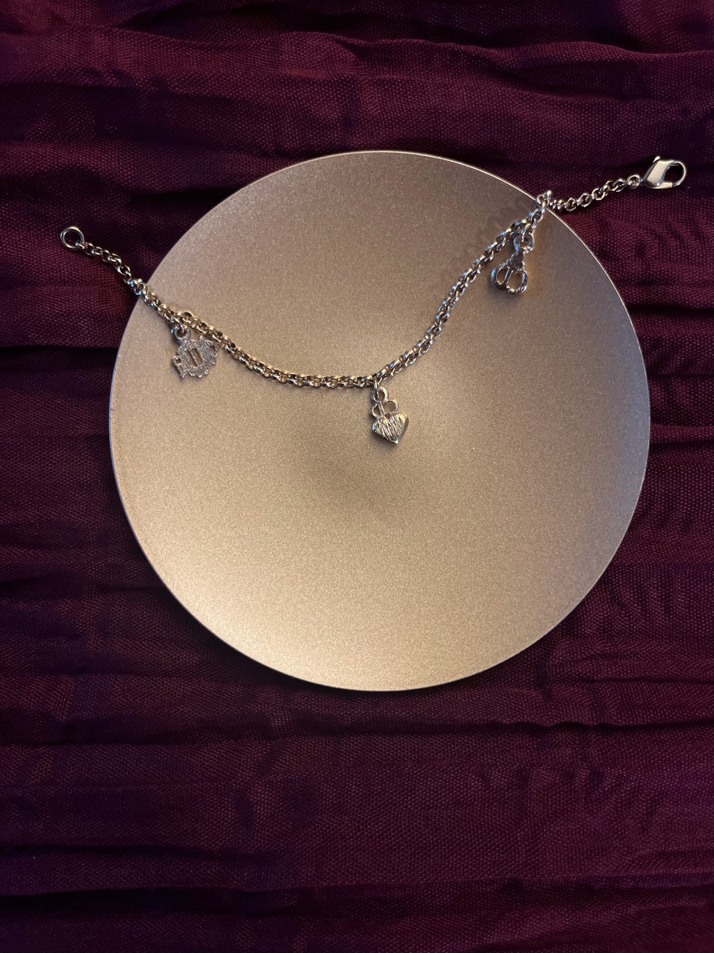 Dior CD Heart Charm Chain Bracelet