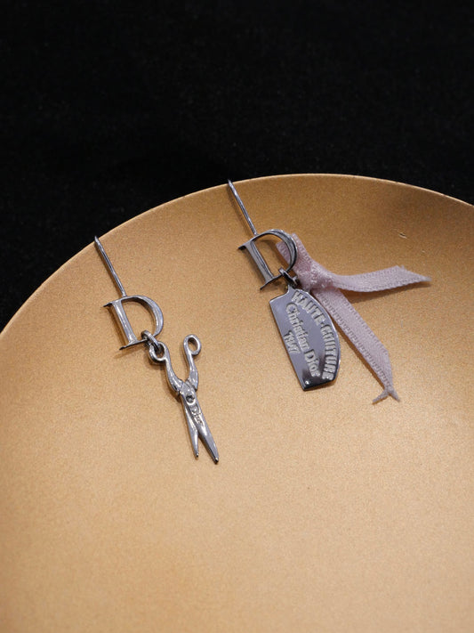 Dior Vintage “D” Charm Scissors Drop Earrings