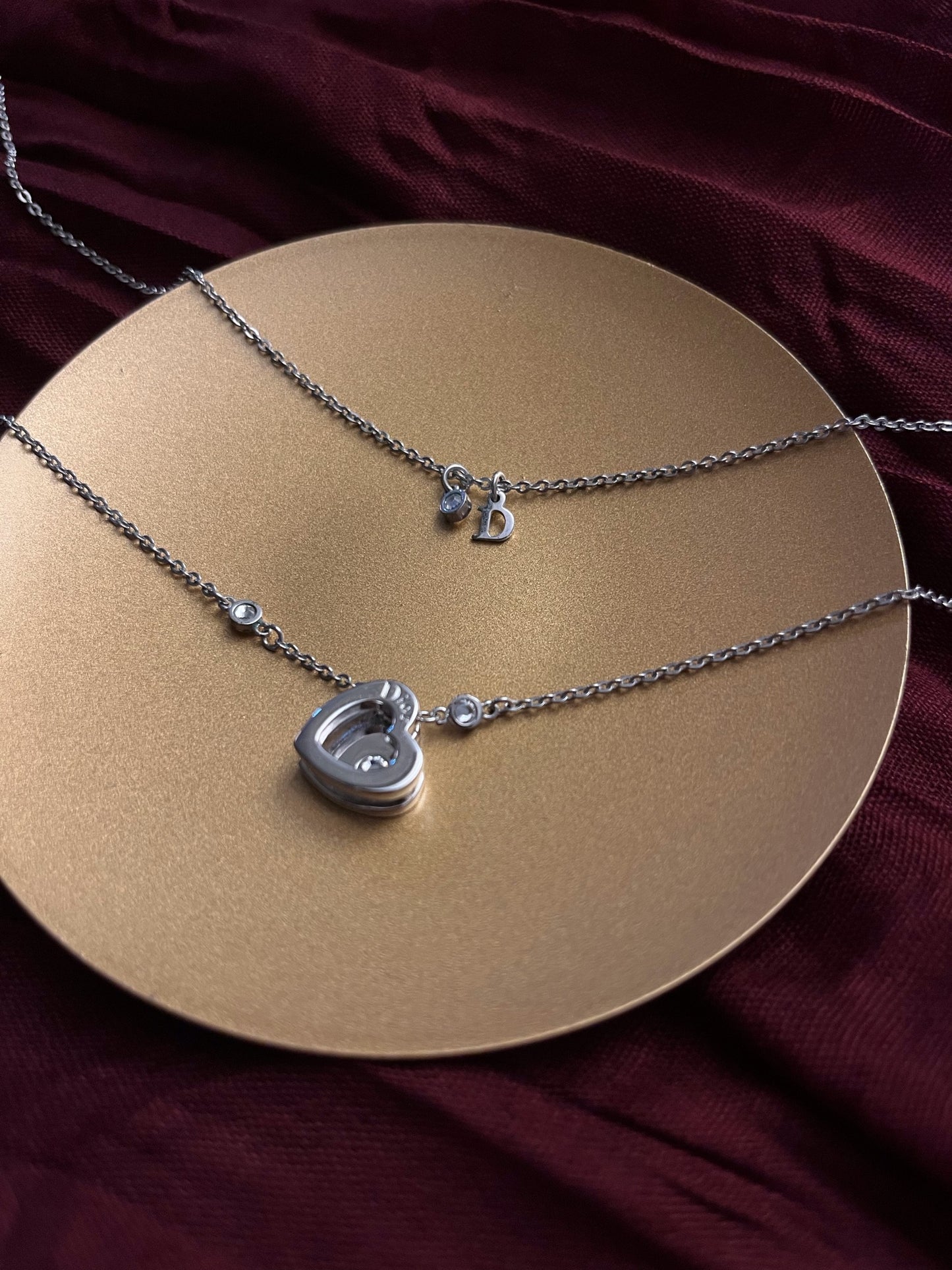 Vintage Dior Double-Layer Open Heart Necklace