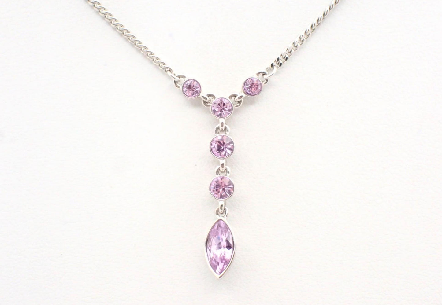 Vintage Givenchy Lavender Crystal Drop Necklace – Silver Tone