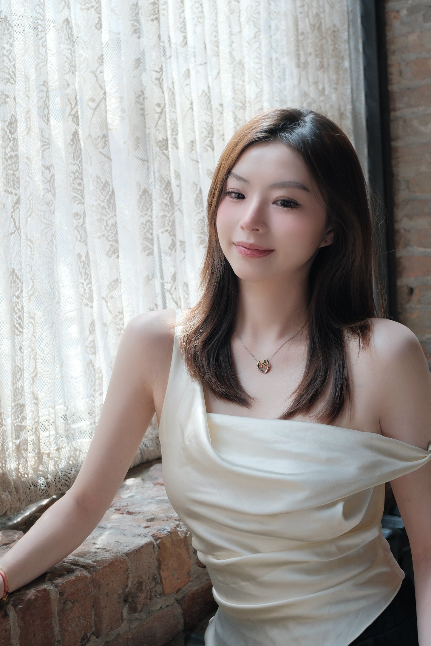 Tiffany & Co. Two-Tone 925 Heart Bow Pendant Necklace