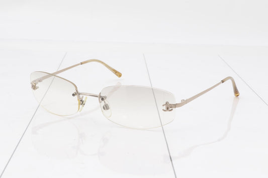 Chanel Rimless Rectangle Eyeglasses – Champagne Silver Tone