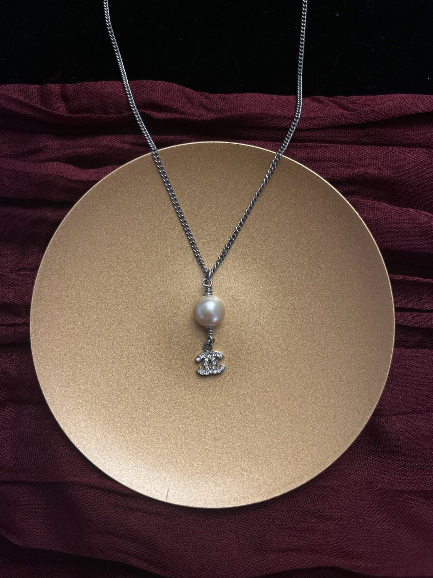 Chanel 2007 Cream Pearl CC Pendant Necklace