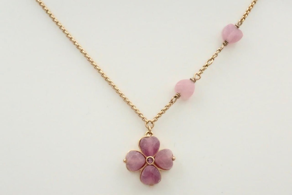 Dior Rose Quartz Four-Leaf Clover Necklace
