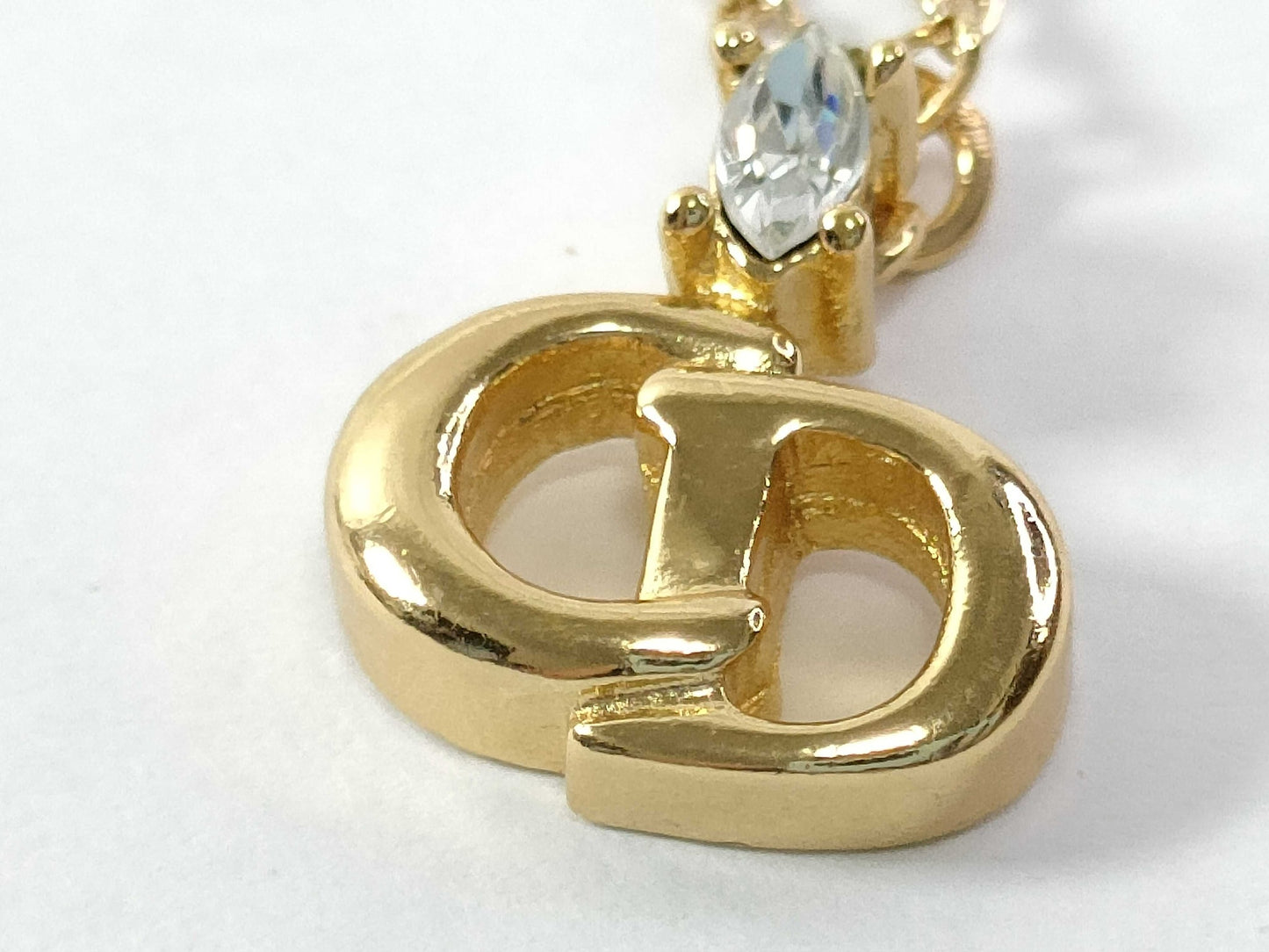 Vintage Dior Classic CD Solitaire Necklace (Gold Tone)