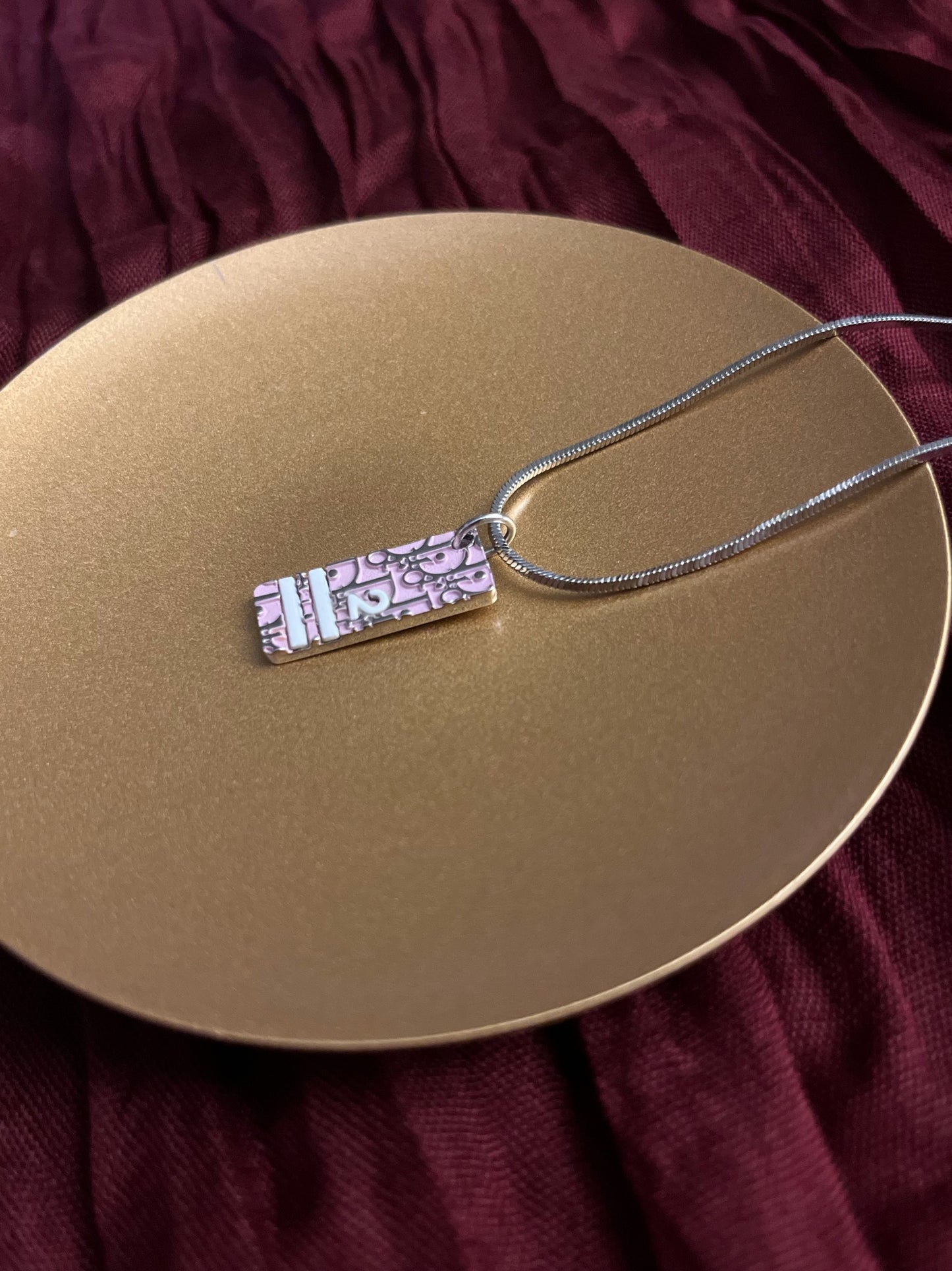 Vintage Dior Rasafari Collection Pink “No. 2” Sports Tag Necklace