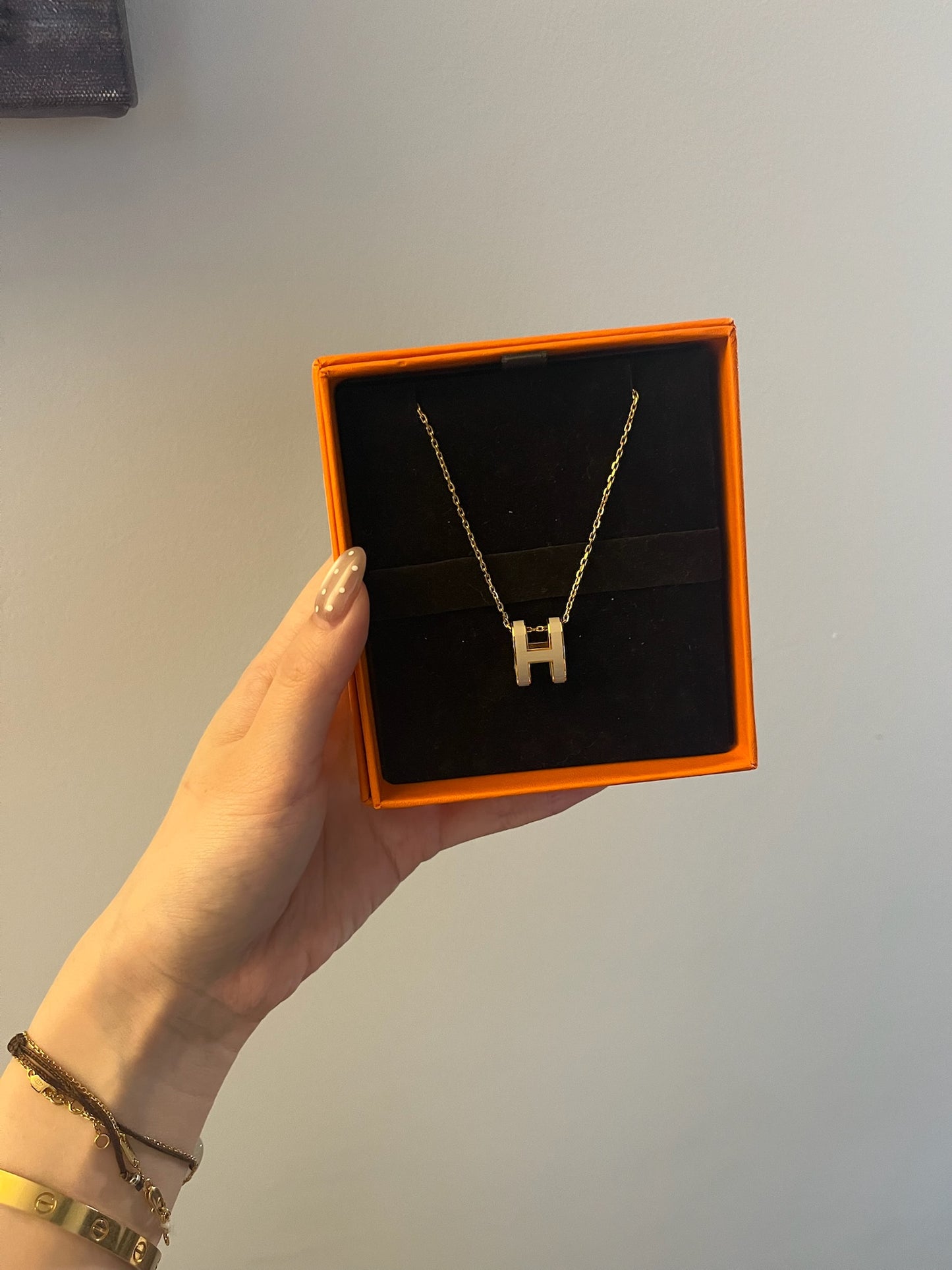 Hermès Pop H Necklace in White Enamel with Gold-Plated Finish