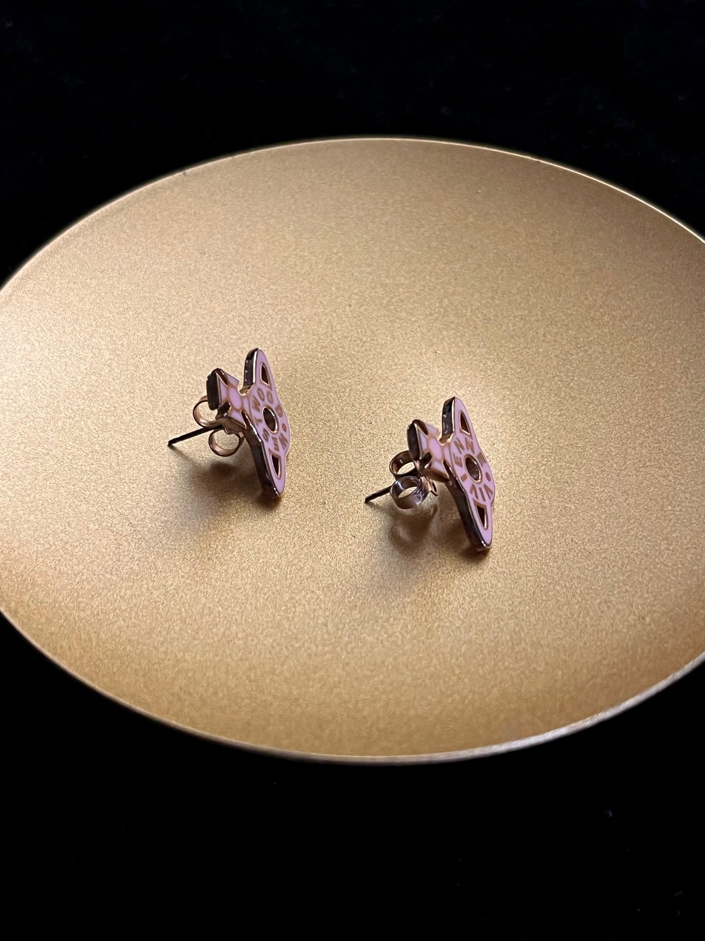 Vintage Vivienne Westwood Pink Enamel Orb Stud Earrings