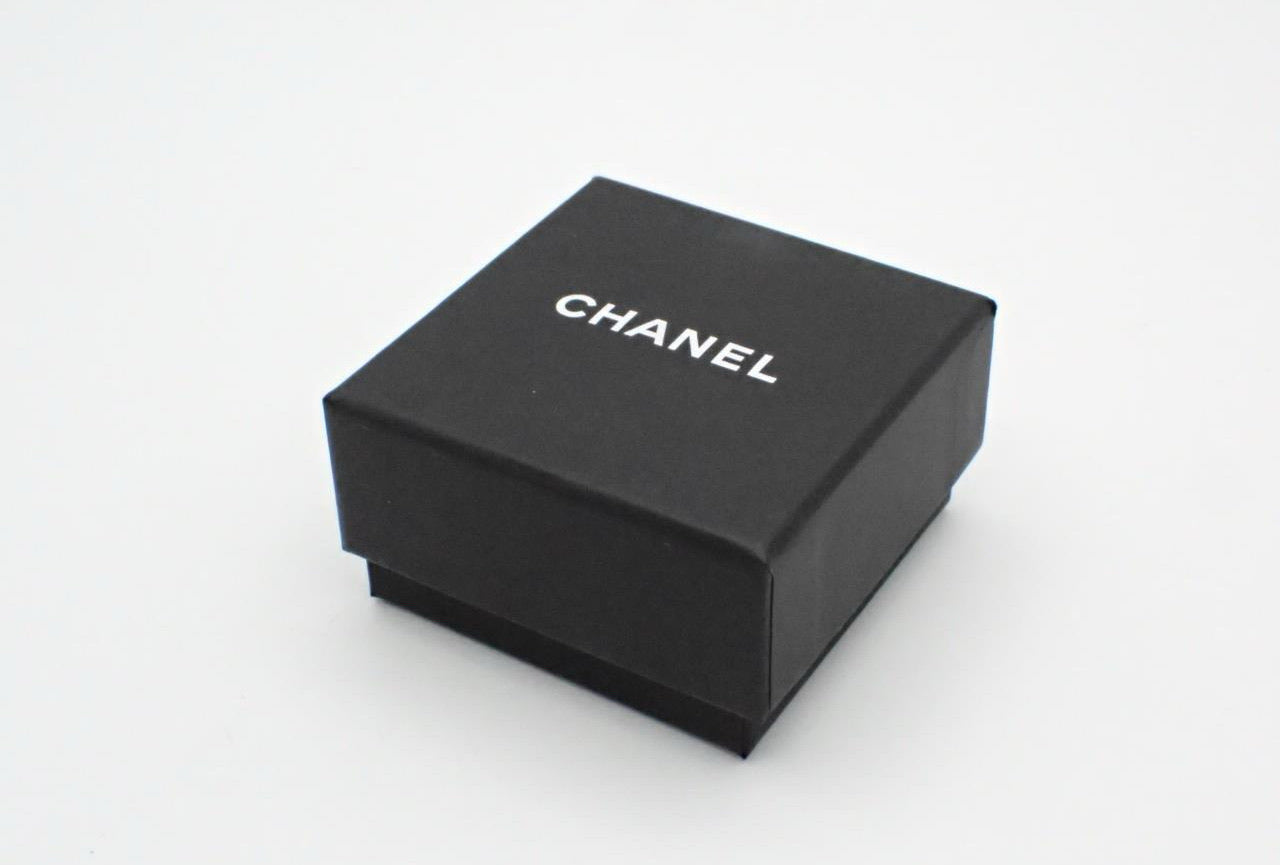 Chanel 2024 CC Logo Enamel Stud Earrings (Black & Gold)