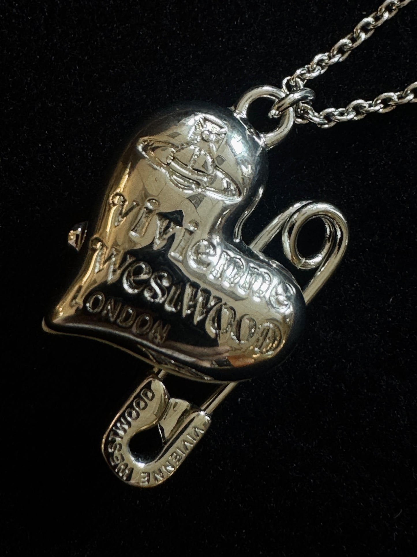 Vivienne Westwood Heart Safety Pin Orb Necklace