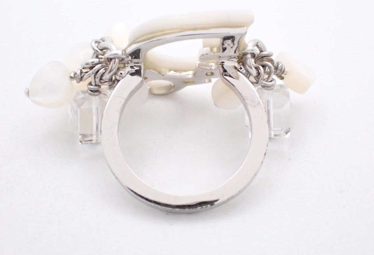 Dior Silver-Tone D Logo Charm Ring