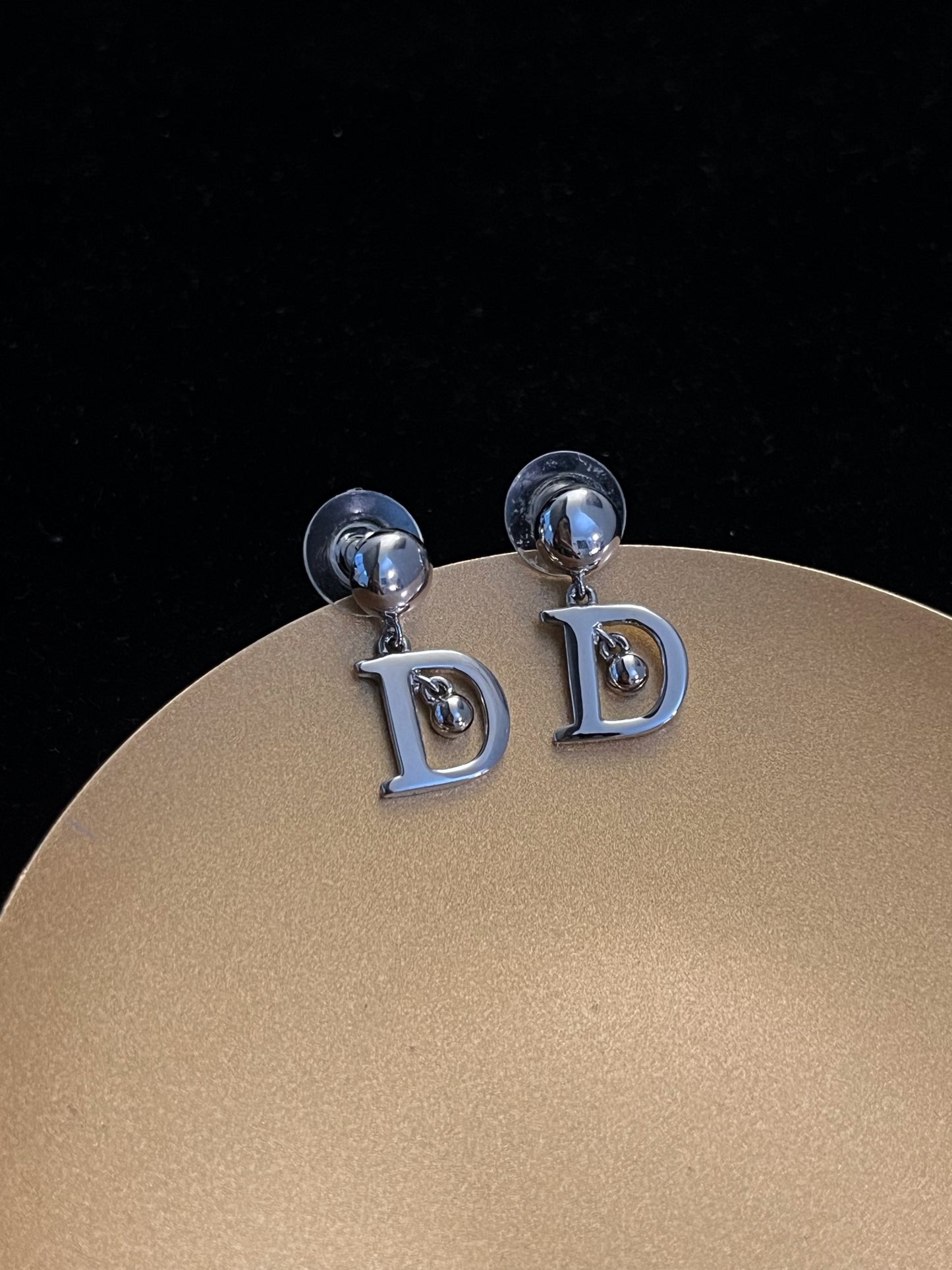 Vintage Dior Silver “D” Logo Drop Earrings