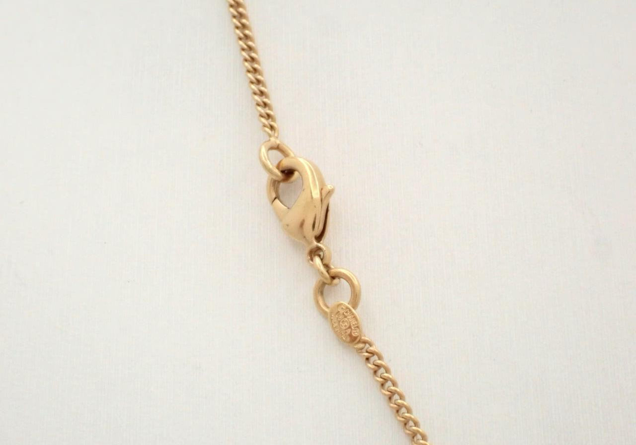 Chanel 2006 Plated Gold Crystal CC Bow Pendant Necklace