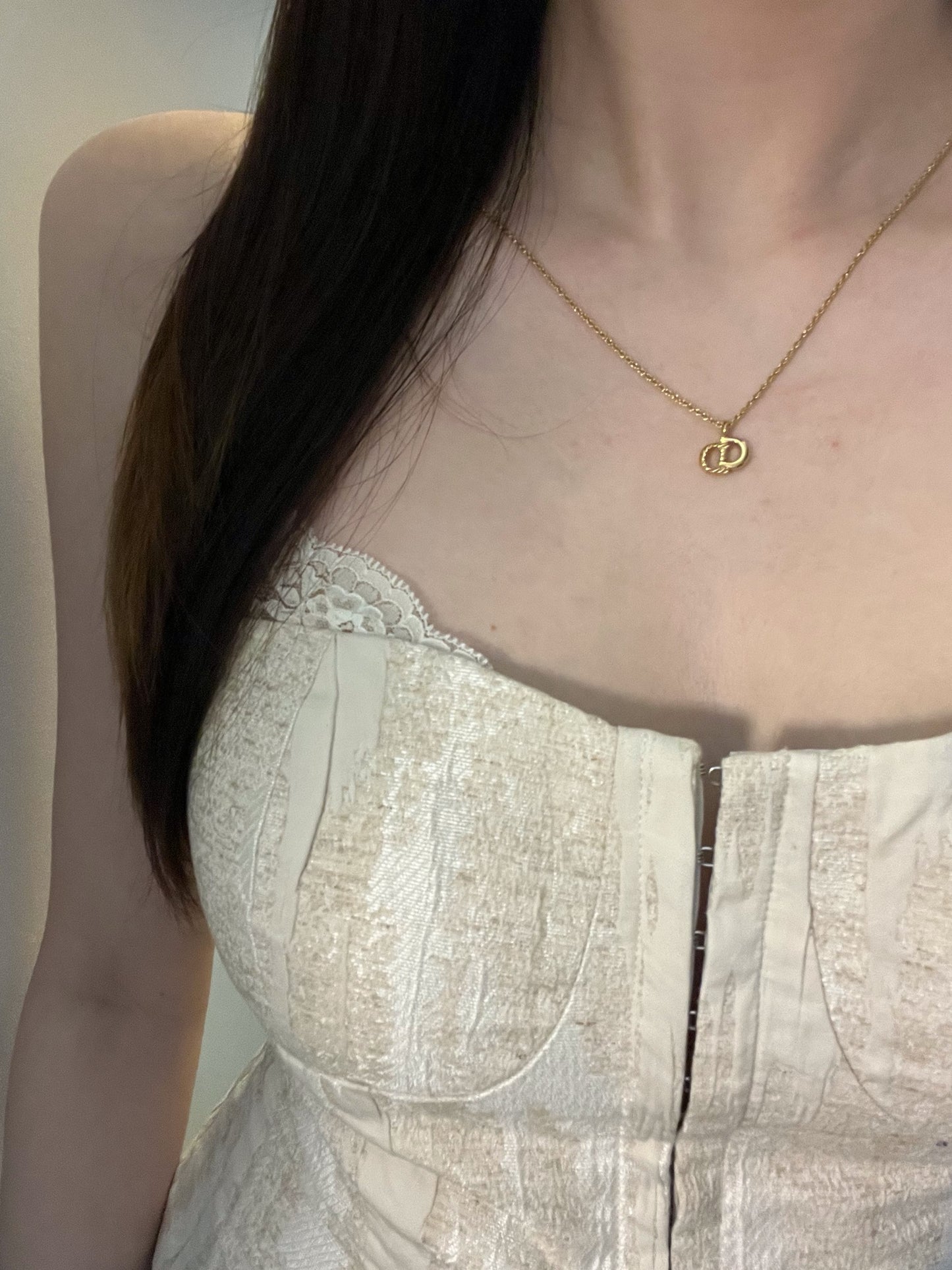 Vintage Dior Gold CD Logo Pendant Necklace