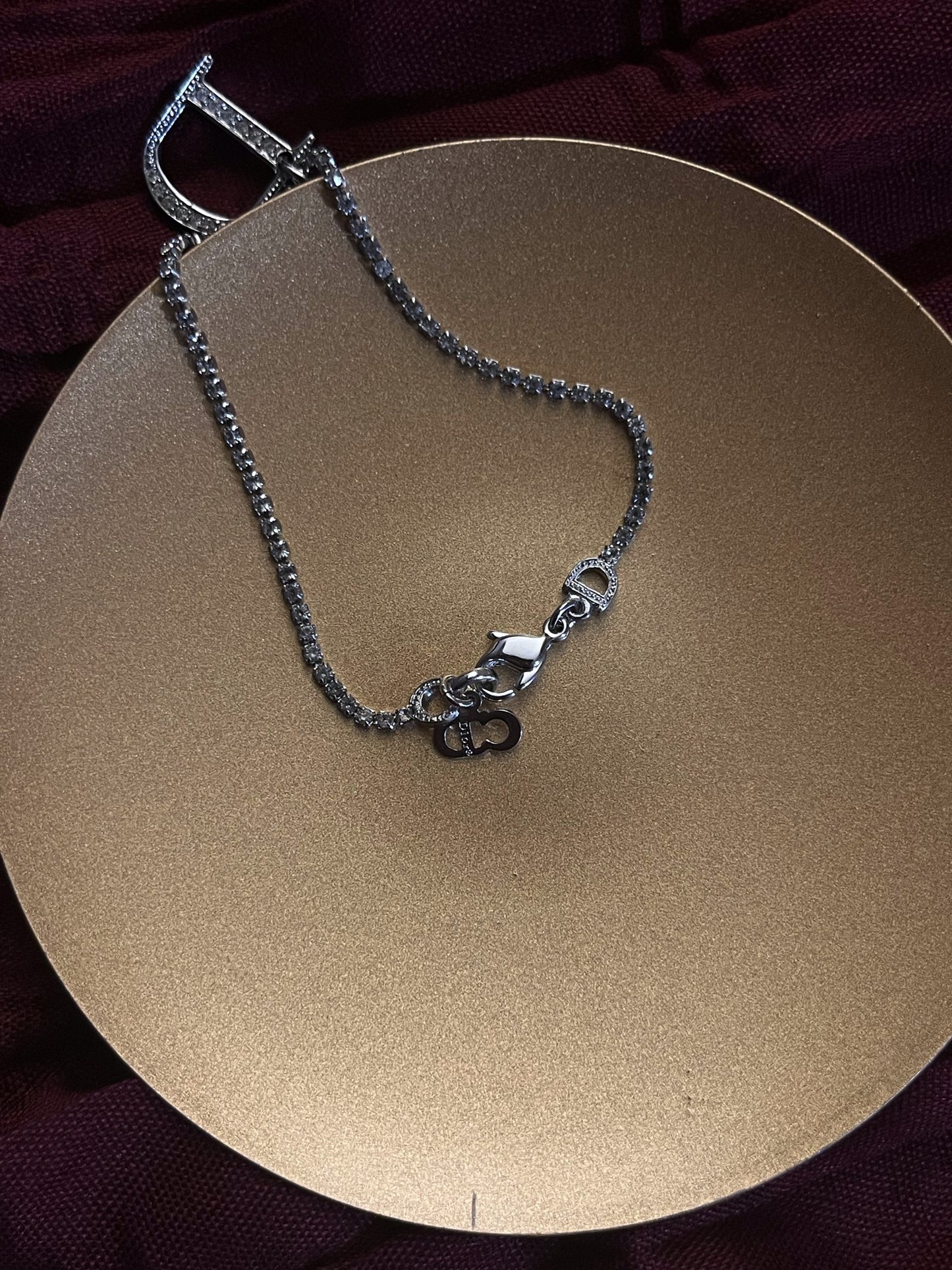 Vintage Dior Silver-Tone Pavé “D” Logo Bracelet