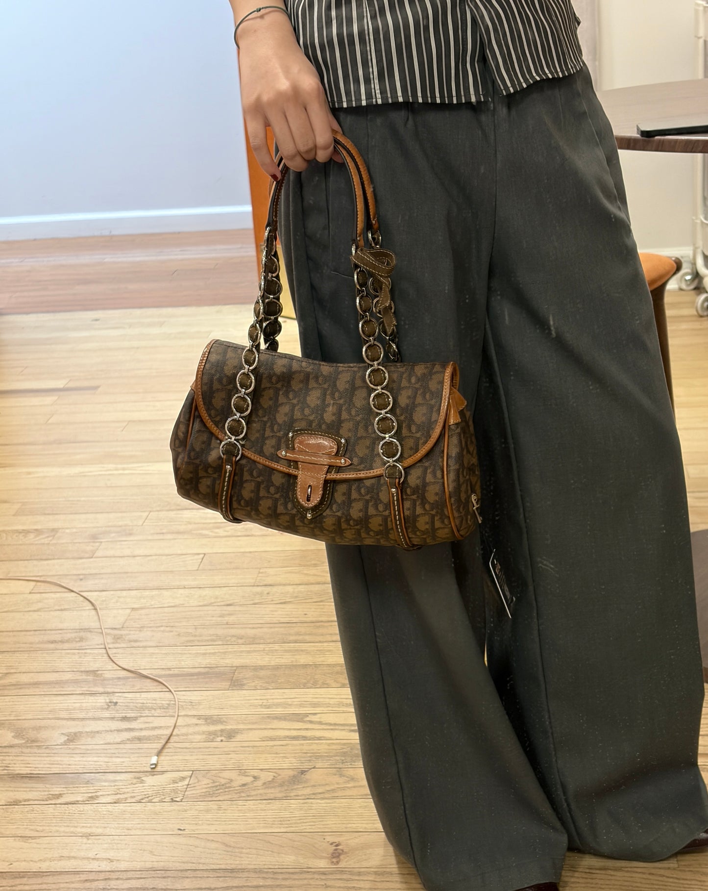Vintage Dior Trotter Heart Charm Shoulder Bag