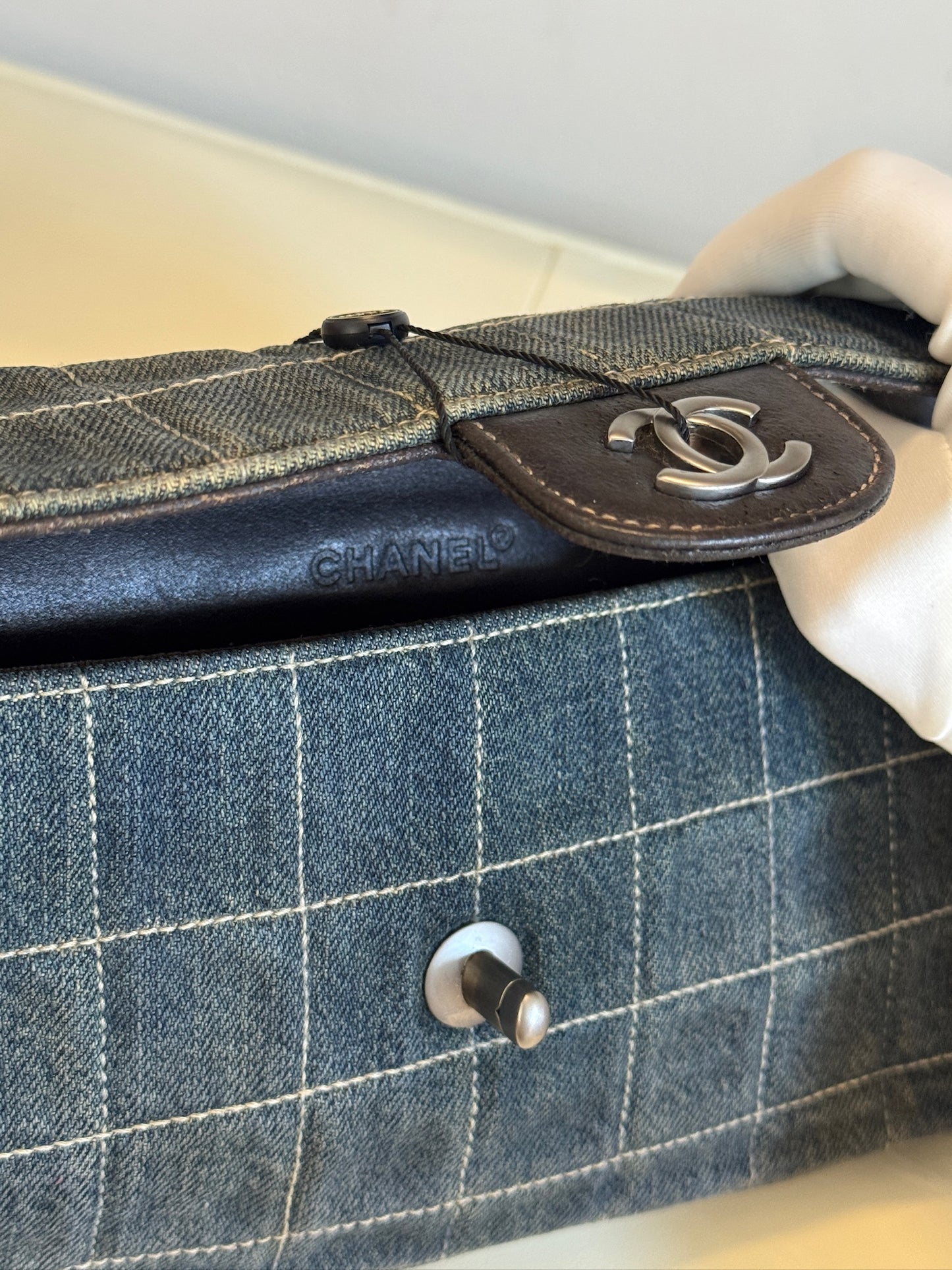 Chanel Dark Blue Denim Chain Flap Shoulder Bag
