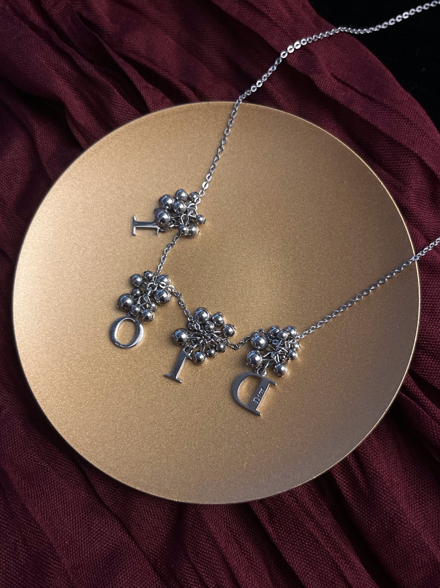 Vintage Dior Silver “DIOR” Charm Necklace