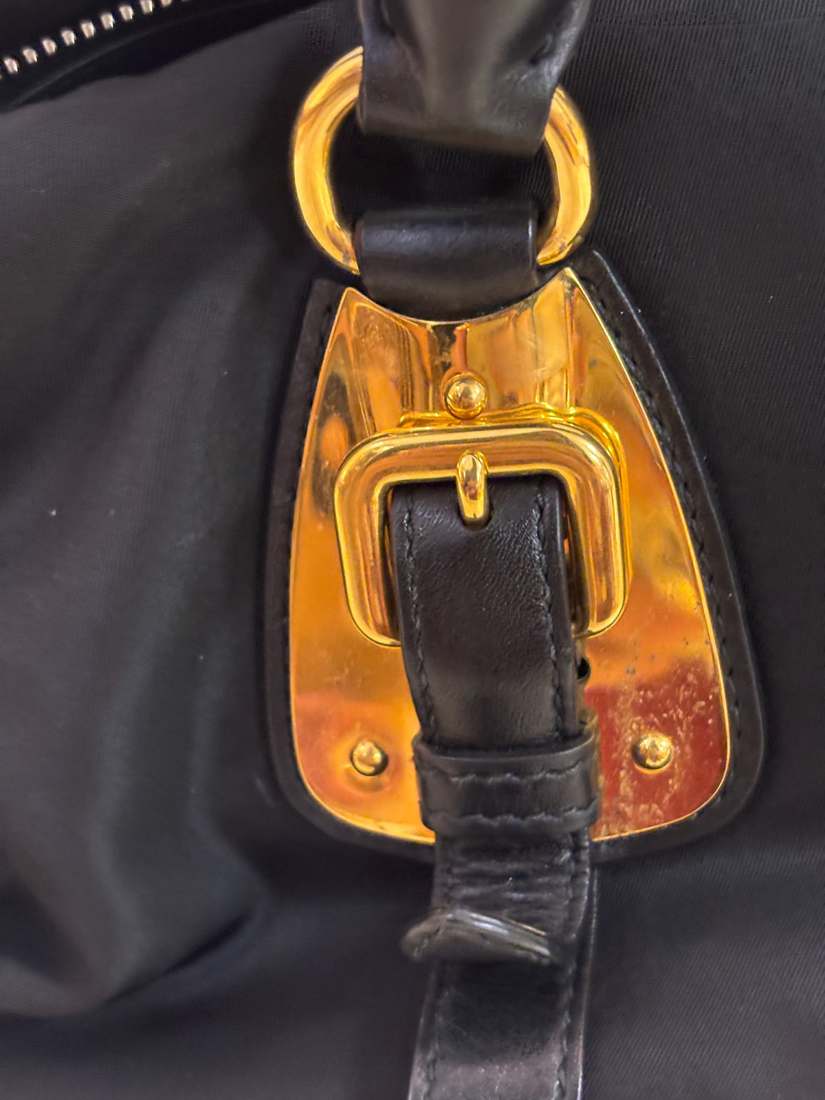 Prada Tessuto Leather and Nylon-Trim Handbag – Black