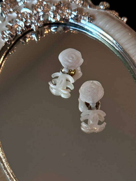 Chanel 2000s Camellia &amp; CC Logo Clip-On Earrings