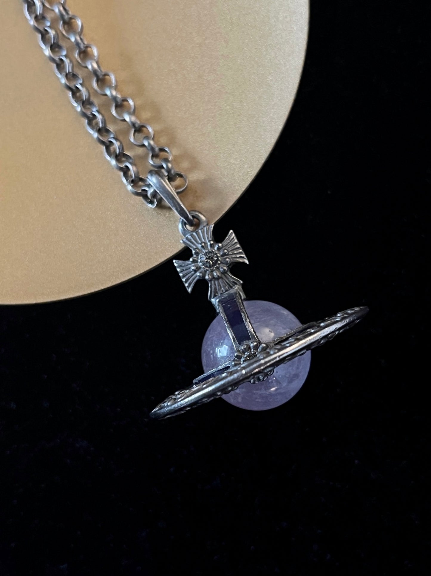 Vintage Vivienne Westwood Amethyst Orb Pendant Necklace – Antique Silver Tone