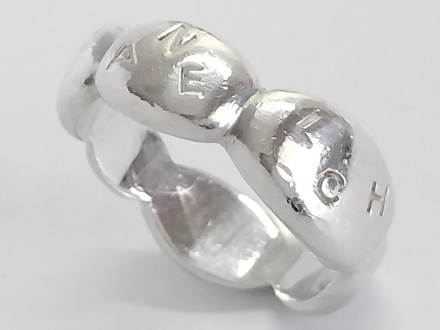 Chanel 2000s Sterling Silver “Cloud” Logo Ring