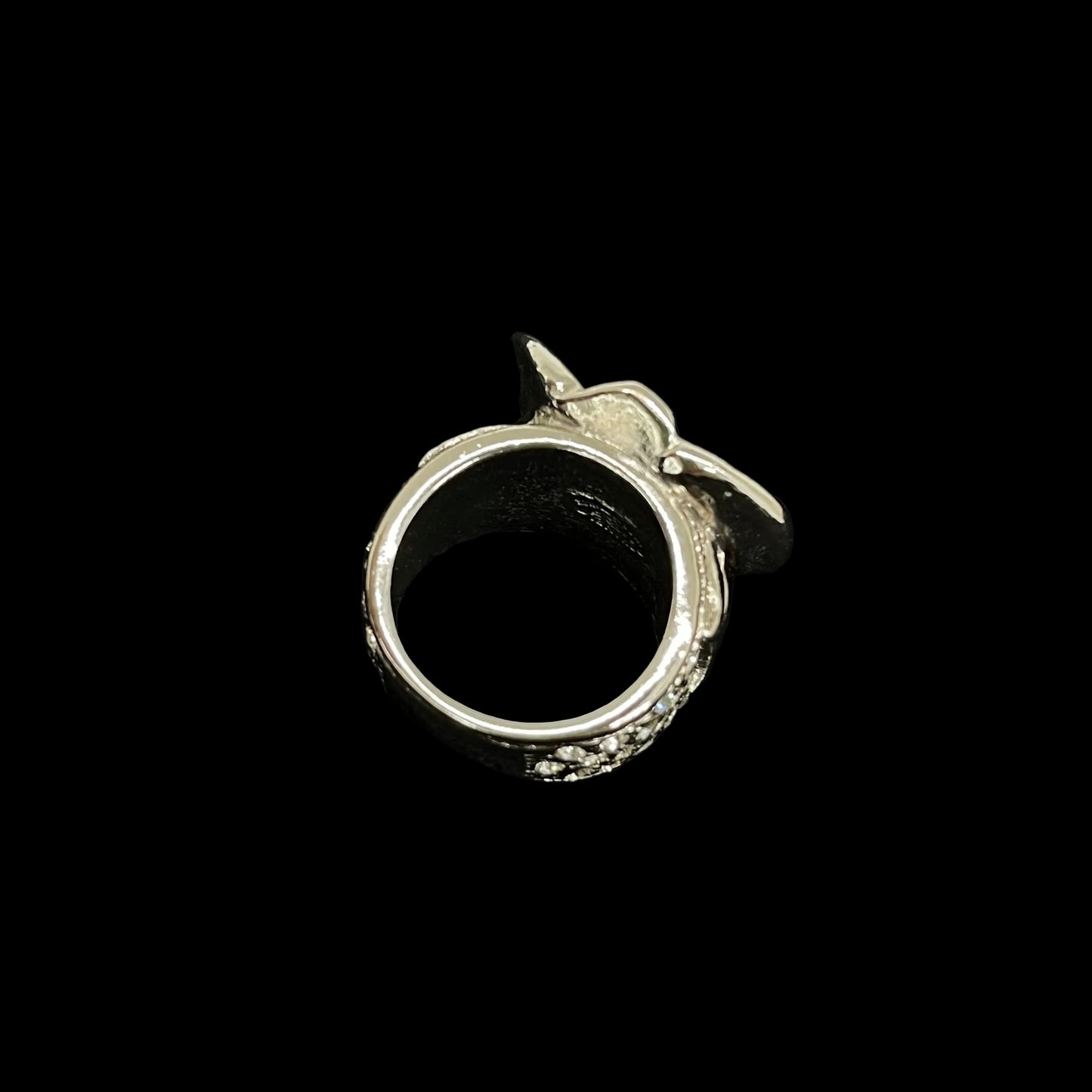 Chanel 2004 “Dark Rider” Crystal-Pavé Black Enamel Horse Statement Ring