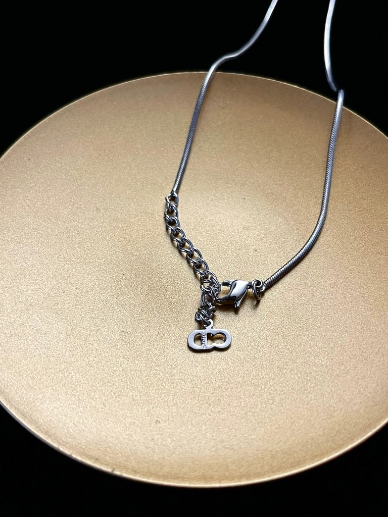 Dior Vintage Double-Sided Blue & Crystal Sports Tag Necklace